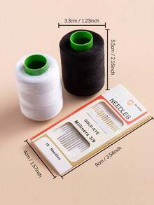 18pcs/Set 16pcs Hand Sewing Needles + 1 White Thread + 1 Black Thread, Household Sewing & Mending Tool Kit - Multicolor - View 4