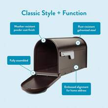 MailboxesArchitectural Mailboxes 8830RZ-10 Winston Post Mount Buzón bronce frotadoMailboxes - Broncefrotado - Ver 3
