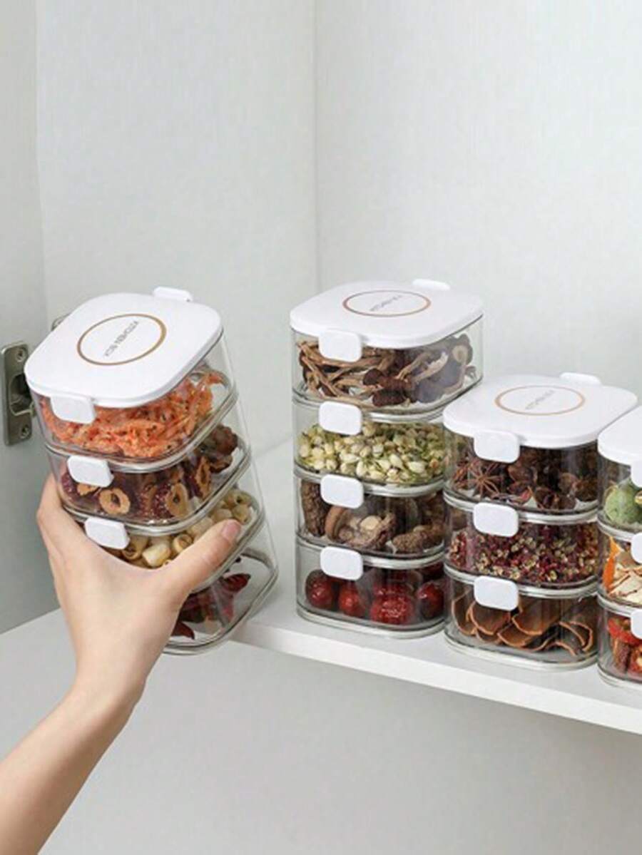 1个透明塑料多层调料盒，厨房调味料收纳盒 - 彩色 - 查看 1