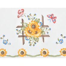 3pcs Farmhouse Kitchen Cafe Curtain Set Brushed By Hand Of Sunflower And On Thick Satin Fabric (Swag And 24 Inches Tiers Set), Home Decor - 58吋寬 x 51吋長(1 件裝) - 查看 4