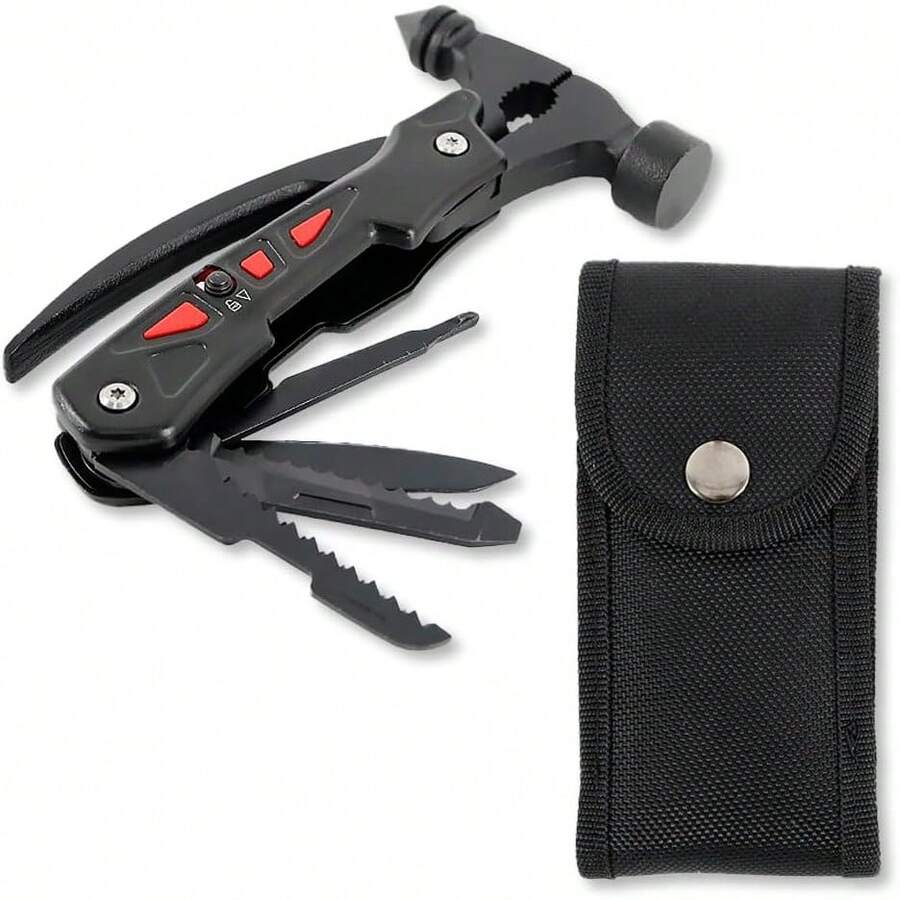 CM-TOP Multiherramienta Herramientas Multiuso De Acero Inoxidable Con Navaja Plegable Herramienta Multiusos De Bolsillo Llave Abrelatas Camping Supervivencia de alta calidad (MARTILLO) - Cuchillo - Ver 1