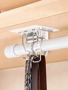 The Telescopic Rod Is Fixed, With Anti-Drop Clips. The Curtain Rod Bracket Is Of The Hook Type, And The Door Curtain Rod Is A Perforation-Free Crossbar Bracket - Multicolor - View 1