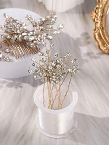 6pcs/Set Flower Wedding Hair Comb And Rhinestone Bridal Hairpins For Bride Bridesmaids Wedding Party Hair Accessories