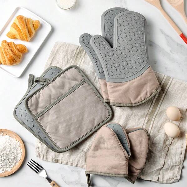 2pcs New Water Droplet Microwave Oven Insulation Gloves, Hand Holder, Hand Clip Kitchen Baking With Cotton Thick Oven Silicone Gloves, Hand Holder