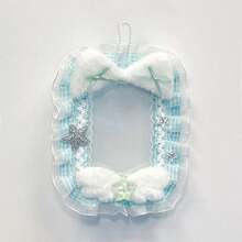 1pc Cute Lace & Mesh Photo Display Card Holder, With Hanging Chain, Pentagram Pattern Handmade DIY Finished Product, Idol Fandom Goods, 3-Inch Photo Display, Kpop Fluffy Angel Wings Cat Ear Decor, Lolita Card Holder - Multicolor - View 6