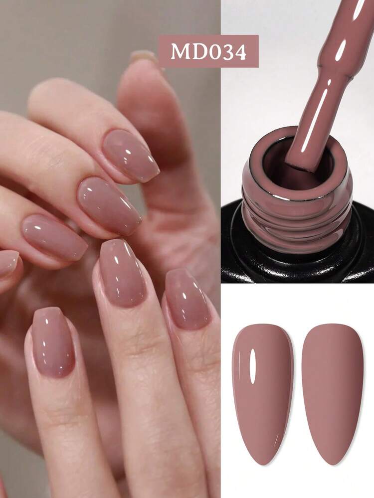 MSRUIOO 8毫升咖啡棕色凝胶指甲油，持久耐用，不含铅，半永久性可卸UV凝胶指甲油，适合秋冬季美甲，美甲彩绘凝胶指甲油，美甲沙龙及居家DIY美甲用品 - 鏽棕色 - 查看 1