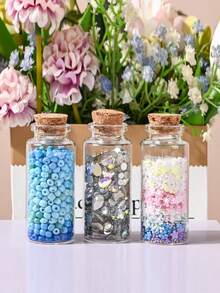 Small Glass Bottles With Cork Stopper ,25ML Mini Message Bottles, DIY Decoration Wishing Bottles For Wedding Thanksgiving Halloween Christmas,Stopper Glass Bottle For Drifting, Wishing, Candy Storage, Crystal & Gravel Decoration, Round Glass Vials, For Art Crafts, Wedding Party Favors, Home Decor - Multicolor - View 2