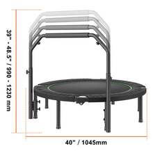 Foldable Mini Trampoline, 40 Inch Fitness Rebounder, Max Load 330lbs Exercise Trampoline, Stable & Quiet Trampoline With 4 Level Height Adjustable Foam Handle, For Adults Indoor/Garden Workout - Black - View 10