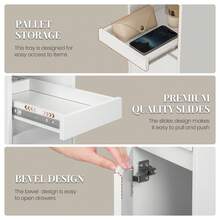 HEXCELEN Narrow Bedside Table, Nightstands With Tray, Side Table With 1 Door, Side Table With 2 Hooks, Space-Saving, For Bedroom, Living Room, Modern Style, White, 35 * 24 * 64 Cm - trắng - Xem 2