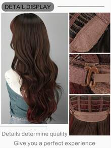 28英寸女士长款波浪卷合成假发 - 棕色至铂金色，4x1蕾丝前额U型蕾丝假发，采用耐热纤维，适合日常佩戴、角色扮演和万圣节装扮 - 挑染灰色 - 查看 8