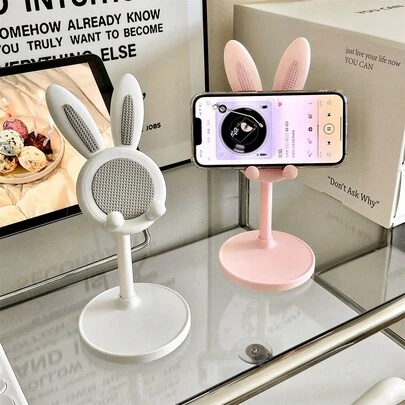 1pc Cute Desktop Phone Holder, Adjustable Rabbit Phone Holder - The Perfect Student Desktop Companion, Suitable For Lazy Days, Desktop Accessories
