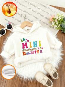 1pc Baby Girls' Casual Floral Print Hooded Sweatshirt, Autumn/Winter - Adorable Hoodie Brings Joy And Happiness To Every Child! Colorful And Imaginative Hoodie With Floral And Letter Prints