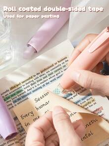 4-1 Roll Permanent Double-Sided Coated Tape, Adhesive Tape Dispenser For Scrapbooking, Crafts, Arts, Photos, Smooth And Clean, Back To School Essential - Multicolor - View 3