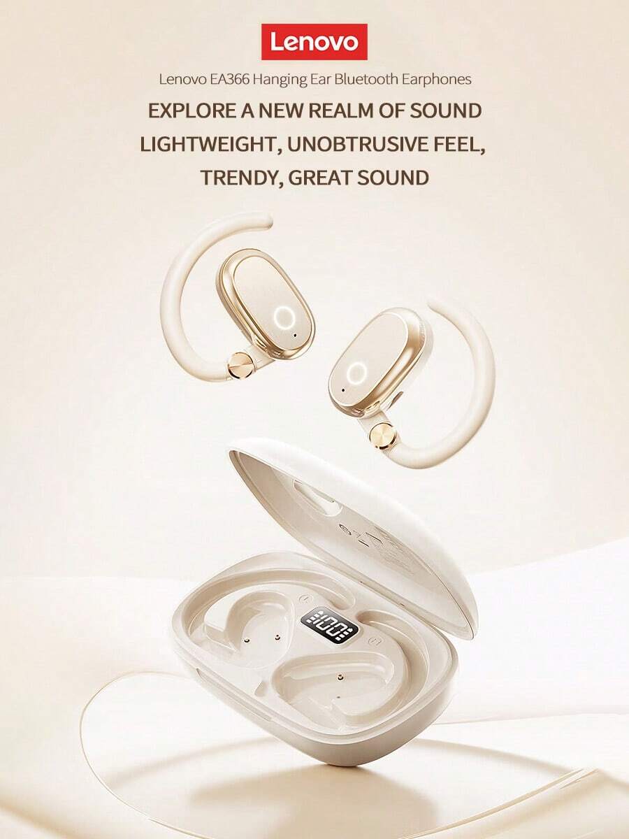 Lenovo EA366 Kabellose Sport-Ohrhörer, Bluetooth 5.4, geringe Latenz, universell für Musik und Spiele, IPX5 wasserdicht, kompatibel mit mehreren Geräten, Moon Rock White