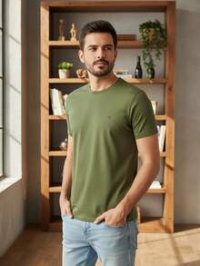 Ogochi Basic Slim Fit T-Shirt, Original Cotton, Various Colors, Christmas, New Year, Summer, Spring - 綠韭菜 - 查看 2