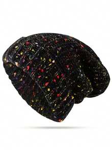 1顶冬季针织羊毛帽，宽松大号头围保暖耳罩，适合旅行、户外活动、街头拍摄和聚会，休闲服饰搭配配饰，男女皆宜。