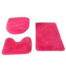 3Pcs Bathroom Rugs Set, Multi Purpose Modern Style Bath Mats Set - Comfortable SoftToilet Carpet, Non-Slip, Fast Absorbent, Machine Washable, Perfect For Bedroom Decor, Tub, Toilet Floor, Shower Room - 玫紅色 - 查看 7