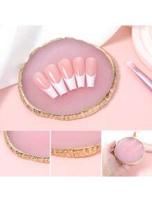 1个树脂美甲调色盘，树脂仿玛瑙美甲展示板，不规则形状粉色，美甲绘画调色盘，美甲展示板工具 - 彩色 - 查看 2