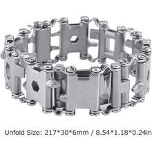 Pulsera de Herramientas Multifuncionales Portátiles Resistentes para Reparación del Hogar Camping Herramientas de Emergencia 29 Funciones Pulseras de Acero Inoxidable - Blanco - Ver 3