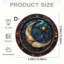 Decoração Suspensa Acrílica Redonda - Design de Lua Crescente em Vidro Pintado com Cores de Outono, Peça de Arte para Janela, Parede, Varanda, Decoração de Jardim, Decoração de Iluminação, Acento de Varanda, Design de Moldura Delicada, Artesanato Artístico - Acrílico redondo - Visão 13