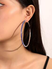 Shiny Large Hoop Earrings For Women Fashion  Ear Jewelry Music Festival Party Full Diamond - Kim cương trắng vàng - Xem 9