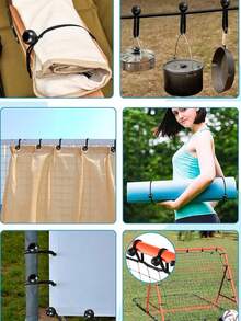25/10/1 Corde élastique en plastique à bille haute élasticité pour tente de camping extérieure, filet de plage élastique, utilisé pour fixer les tentes de camping et les poteaux de bateau - Noir - Voir 6