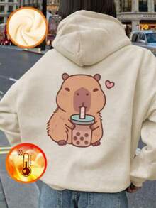 1件装女童休闲印花连帽卫衣，秋冬儿童服装 - 可爱的长袖卫衣，给每个孩子带来欢乐和幸福！ - 杏色 - 查看 8