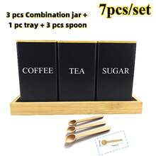 3 قطع طقم أواني تخزين المطبخ، علب تخزين الطعام المعدنية مع أغطية من الخيزران، صواني وملاعق خيزران، أواني مطبخ بيضاء/سوداء، أواني تخزين طعام بحجم 5.9*3.34*3.34 بوصة، صناديق تخزين مطبخ مقاومة للماء مع أغطية، علب شاي مربعة مع ملصقات محفورة، مناسبة للقهوة والشاي والسكر، تنظيم المطبخ، غرفة الطعام، غرفة المعيشة، غرفة الشاي، هدايا للأصدقاء والعائلة' - متعدد الألوان - مشاهدة 24