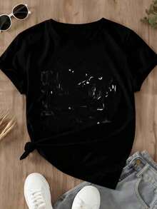 Lord Willin And The Creek Don't Rise Black Graphic T Shirt Women Fashion Streetwear Casual Top Short Sleeve Tee Shirt - 黑色 - 查看 2