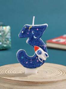 1 Stück blaue Raketen Geburtstags-Party Meilenstein Kuchen Nummer Kerze, Kindergeburtstags-Party Zubehör, Baby Erster Geburtstag Gedenkkerze, Valentinstag Nummer Kerze, Kindergeburtstags Kerze, Kuchen Dekoration, beliebte Party Nummer Kerze, Feiertags Gedenkparty Kuchen Kerze für Geburtstagskuchen Dekoration, glänzendes Nummer Geschenk, Abschlussfeier, Hochzeit, Volljährigkeitsfeier, Party Zubehör geeignet für jedes Alter