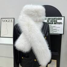 1 Piece Universal Double-Sided Faux Fox Fur Long-Plush Scarf, Durable Faux Fur Fabric (Double-Sided Warmth To Block Cold Air + Fine & Soft Plush That's Gentle On Skin Without Itching, Black & Cream Color Combination For Versatile Styling), Elegant & Versatile Style, Suitable For Matching With Winter Wool Coats / Wind Protection During Outdoor Walks / Styling For Friends' Gatherings / Surprise Birthday Gift (Fashion Enthusiasts) / Daily Outdoor Warmth - 1 - View 18