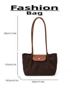 Borsa a spalla in finta pelle scamosciata stile retrò, con blocchi di colore, borsa da donna alla moda, regalo autunnale/invernale per lei