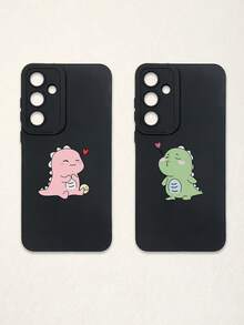 2pcs Minimalist Black Phone Cases, Dinosaur Phone Cases, Couple Phone Cases, Lens Protection Phone Cases, Compatible With IPhone & Galaxy, Phone Cases, Cases Compatible With IPhone 17 Pro Max, Covers, Cute Phone Cases, Compatible With IPhone 13 Case, Compatible With IPhone 15 Case, Phone Cases, Galaxy Phone Cases, Suitable As Birthday Gifts, Girlfriend, Boyfriend Or For Personal Use - Multicolor - View 45