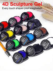TWOING 12 Colors Non Sticky Soak Off Sculpture Gel Kit With Pen For Nail Art Firm Texture Carving And Sculpting Gel For 3D 4D Nail Design Painting Drawing DIY Salon Decoration - 彩色 - 查看 8