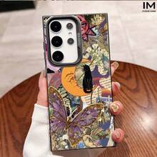 Diseño de patrón de mariposa, gato y luna, adecuado para Samsung Galaxy S20, S21, S22, S23, S24, S25, A24, A05, A05S, A02, A03, A04, A13, A31, A53, A34, A10, A33, funda especial para teléfono, anti-manchas, a la moda, moderno - Colores mixtos - Ver 7