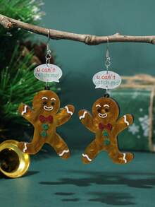 1 Cặp Hoa tai thả hình cây thông Giáng sinh bằng Acrylic lấp lánh dễ thương hình chú gấu túi bánh gừng cho phụ nữ và bé gái cho ngày lễ Giáng sinh vui vẻ - Nhiều màu - Xem 4