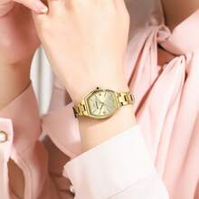 CURREN 女士石英表，时尚优雅的桶形表盘镶嵌水钻，不锈钢表带，女士腕表礼品 - 彩色 - 查看 4