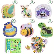 23pcs Large Land Animal Jigsaw Puzzle, Suitable For Children 3+ Years Old, Preschool Land Creature Learning Toy, Giraffe/Kangaroo/Zebra/Panda/Lion/Elephant Double-Sided Printing, Learning Supplies, New Year/Valentine's Day Gift, Back To School Season Gift