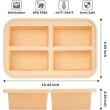 Super Ice Cube Tray 1 Cup X 4 Portions Big Silicone Freezing Mold With Lid For SoupandMeal Prep Food Leftovers Freezer Storage Container 2Pack - 紅白色 - 查看 3