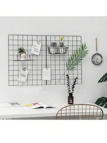 1PC Black & White Versatile Photo Wall - Metal Iron Frame, Wall-Mounted Shelf & DIY Grid Decoration, Photo & Memorial Wall Iron Rack (Single Rack, Hook Stickers Not Included)