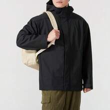 Adidas男裝外套春季新款運動休閒拒水防潑寬鬆連帽外套JM9154 - 黑色 - 查看 4