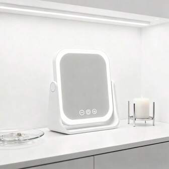 Rechargeable LED Makeup Mirror, 3-Color Dimmable, 360° Rotation, Smart Vanity Mirror, 600mAh Battery Life - Rechargeable Battery