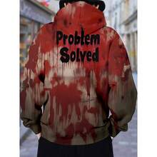 Men's 3D Print Hoodie - "Problem Solving" Graphic, Red And Black Street Style Sweatshirt With Pockets, Casual Long Sleeve Pullover, Perfect For A Relaxed Look, Comfortable Clothing, Bold Graphic Hoodie - Mixed Color - 查看 2