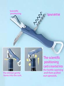 1PC Customized Laser Engraved Wine Bottle Opener, Multifunctional Beer Bottle Opener, Multifunctional 4-In-1 Beer Bottle Opener, Bar Tool Suitable As Gift For Father's Day, Friends - Multicolor - View 5