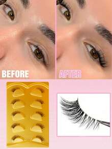 Waloshow 5-20对猫眼自然款假睫毛，半条式假睫毛，卡通簇状假睫毛，蓬松纤长假睫毛，打造自然猫眼妆，短款点缀假睫毛，飞扬假睫毛，3/4长度假睫毛，可重复使用假睫毛套装 - 眼尾拉長款 - 查看 5