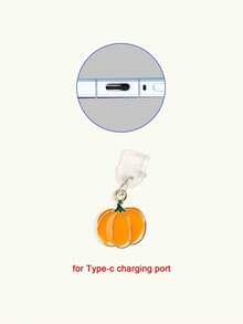1pc Pumpkin Pendant Dust Plug, Compatible With Apple Type-C Interface Phone Charging Port Rubber Plug Data Port Blocker - Multicolor - View 5