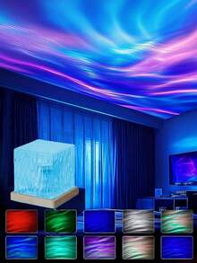1 pieza Lámpara de proyección Aurora - Luces del norte de 16 colores cambiantes, luz de ambiente de cielo estrellado con control remoto USB, luz nocturna para decoración de dormitorio, luz de meditación para dormir regulable, efecto de galaxia de alta calidad, lámpara de atmósfera romántica, control remoto, ideal para entusiastas de la meditación - Multicolor - Ver 5
