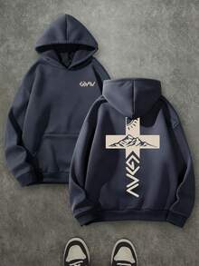'God Is Greater Than Our Highs And Lows' Unisex Christian Hoodie, Christian Scripture Hoodie, Double Sided Printed (250g Polyester Fiber) Long Sleeve Fleece Hoodie, Christian Gifts, Casual Athletic Fall Hoodie, Men And Women's Long Sleeve Fleece Hoodie For Autumn And Winter, An Ultra-Soft And Comfortable Gift - 灰色 - 查看 1