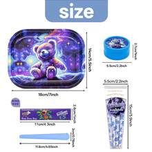 Rolled Paper Combo Set, Equipped With Metal Rolling Tray, 110mm King Size Flavored Rolling Papers, Plastic Grinder And Storage Tube - Portable - Variety Of Designs (Bear/Bat/Heart/Strawberry), Ideal For Valentine's Day, Holidays, Birthdays, Smoking Accessories And Large Rolling Paper Set - Multicolor - View 3