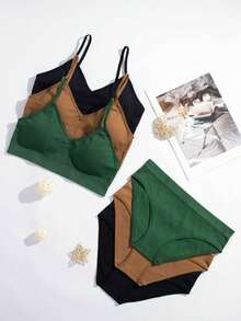 10 piezas Conjunto de ropa interior femenina cómoda y sensual sin costuras conjunto de lencería brasieres paquetes - Multicolor - Ver 7